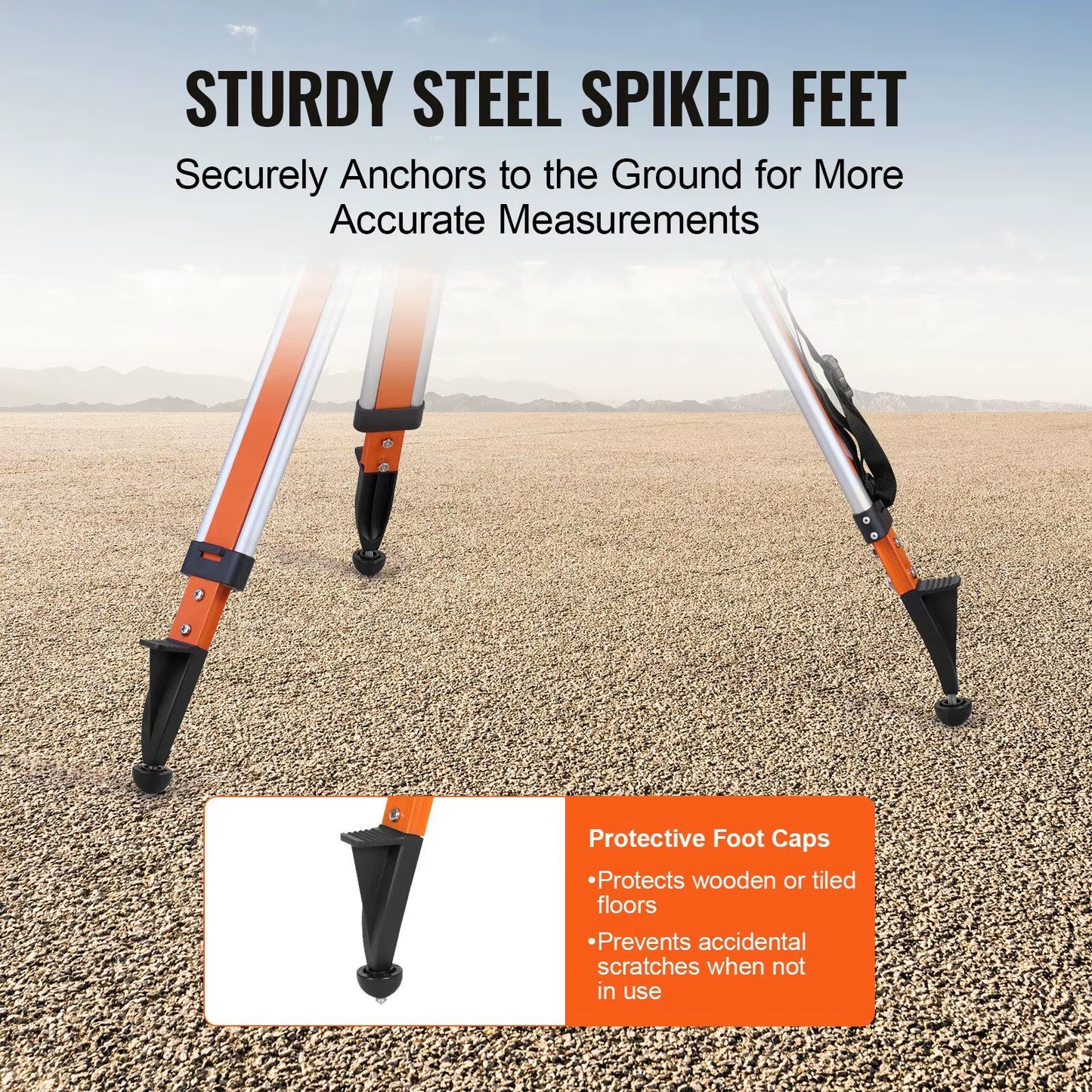 Laser Level Tripod Stand 5/8-11 Thread 45.07-114.37 in Height Aluminum Alloy Knob Lock 3 Leg Sections