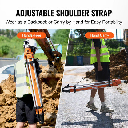 Laser Level Tripod Stand 5/8-11 Thread 45.07-114.37 in Height Aluminum Alloy Knob Lock 3 Leg Sections